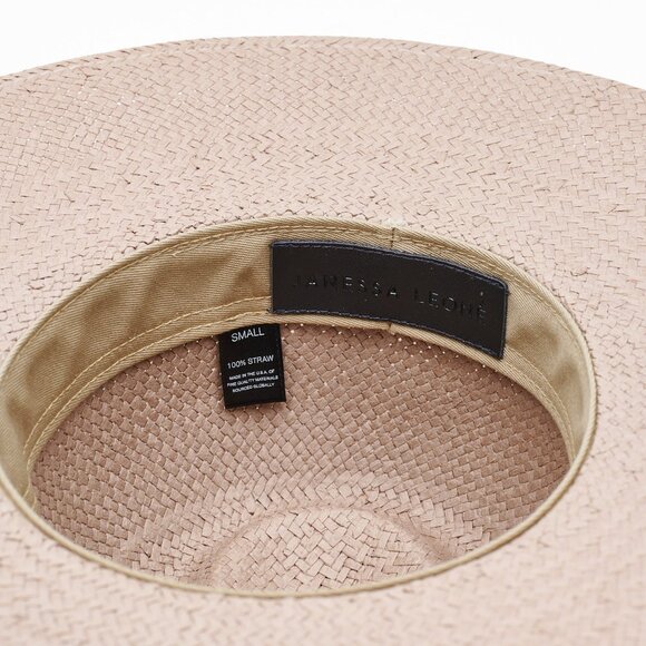 Janessa Leone "Valentine" Packable Straw Fedora Hat in taupe (size S) - Picture 7 of 8